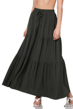 Load image into Gallery viewer, TIERED RUFFLE RAW HEM MAXI SKIRT

