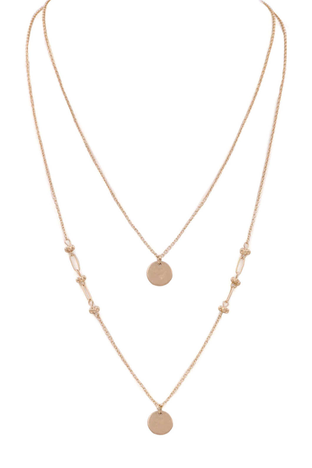 Disc Charm Layered Necklace