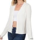 Load image into Gallery viewer, LACE TRIM RIBBED CARDIGAN SWEATER
