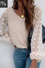 Load image into Gallery viewer, V Neck Swiss Dotted LS Blouse
