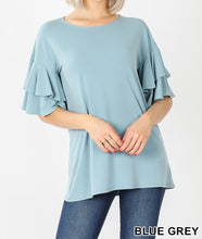 Load image into Gallery viewer, PLUS SIZE DOUBLE RUFFLE SLEEVE TOP
