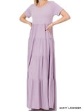 Load image into Gallery viewer, SHORT SLEEVE TIERED MAXI DRESS
