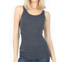 Load image into Gallery viewer, STRETCHY RIBBED KNIT RACERBACK TANK
