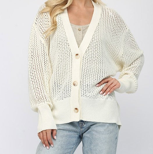 Light Weight Ivory Button Down Sweater